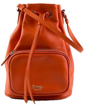 LA ROSE Leather Satchel Bag - Orange
