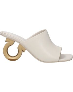 Ferragamo Astro Damens Sandalen Beige/Mascarpone-Leder - Weiß