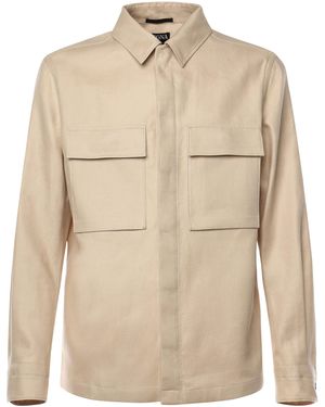 ZEGNA Beige Linnen Shirt Met Zakken - Naturel