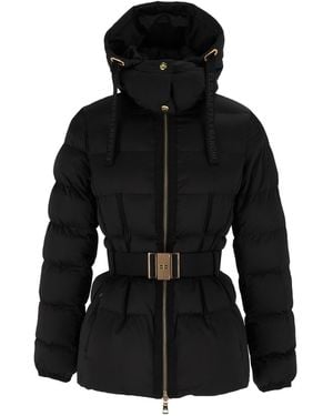 Elisabetta Franchi Padded Quilted Belted Jacket - Black