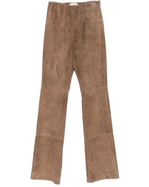 Via Masini 80 Pantalon évasé en cuir - Marron