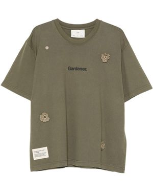 Song For The Mute Sftm X Birkenstock 'The Gardener' Crochet Flower T Shirt - Green