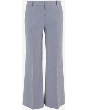 QL2 Donna Gestreepte Broek Van Stretchkatoenmix - Blauw