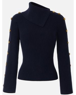 Elisabetta Franchi Trui Met Juweelknopen - Blauw