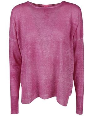 ALESSANDRO ASTE Boat Neck Spray Art Linen Sweater - Pink