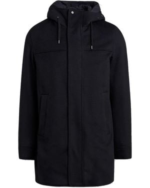 Herno Wool C Mere Kapuzenmantel - Blau