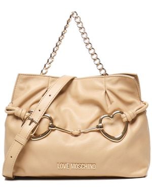 Love Moschino Hou Van Moschino Zachte Eco Lederen Zandschoudertas - Naturel
