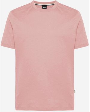 BOSS Cotton T Shirt With Logo - Pink