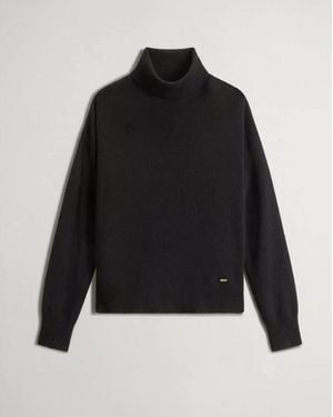 Woolrich Comfort Wool Cash Rollkragenpullover - Schwarz