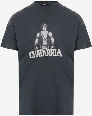 Willy Chavarria Leder-Daddy-Easy-Baumwoll-T-Shirt - Schwarz