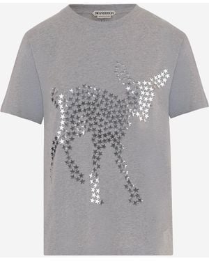 JW Anderson Animal Star Appliqué Cotton T-Shirt - Gray