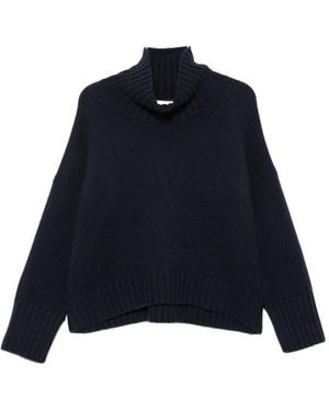 Soft Goat Cashmere Turtle-Neck Sweater - Blue