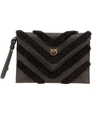 Pinko Raffia Flat Clutch - Schwarz