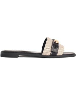 Tory Burch "Romy" braune Hausschuhe aus Lear-Mischgewebe - Weiß