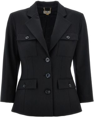 Elisabetta Franchi Single-Breasted Blazer - Black