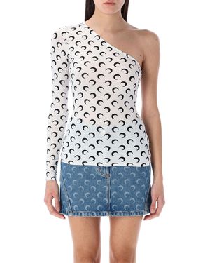 Marine Serre Top White - Blau
