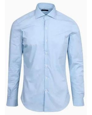 Fay Collo Francese Stretch-Hemd - Blau