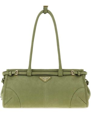 Prada Nabuk Bonnie Shoulder Bag - Green