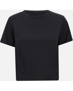 Kaos Viscose Blend Crop T Shirt - Black