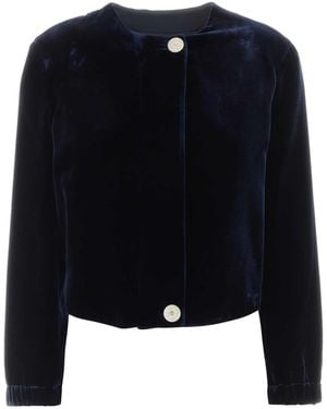 Giorgio Armani Velvet Blazer Jacket - Blue