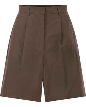 Weekend by Maxmara Wkdecuba Bermudashorts aus Baumwolle und Leinen - Braun