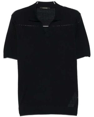 Montecore Gebreid T-shirt Met V-hals - Zwart