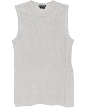 Tom Ford Geribbelde Tanktop Met Pailletten - Grijs