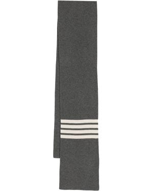 Thom Browne Grauer Cashmere-Schal Mit 4-Streifen