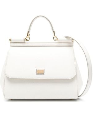 Dolce & Gabbana Sicily Large Leather Handbag - White