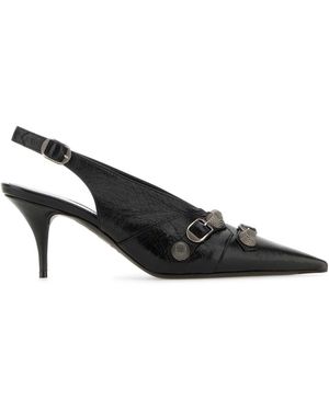 Balenciaga Leather Cagole Court Shoes - Black