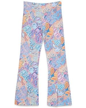 Marcelo Burlon Flare Split Cuffs Pants - Blue
