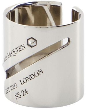 McQueen Anneau d'identité Alexander Mc Queen Metal Metallic - Blanc