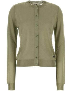 Fendi Sage Stretch Viscose Blend Cardigan - Green