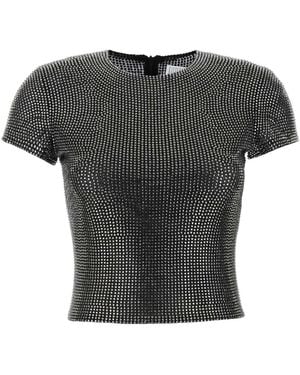 GIUSEPPE DI MORABITO Embellished Stretch Mesh T-Shirt - Black