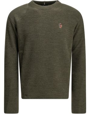 Moncler Pullover mit Rundhalsausschnitt und Logo - Grün