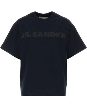 Jil Sander Logo Cotton T-Shirt - Blue