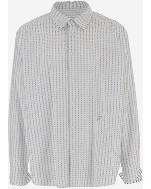 Jacquemus Camisa De Algodón A Rayas Con Logo - Gris