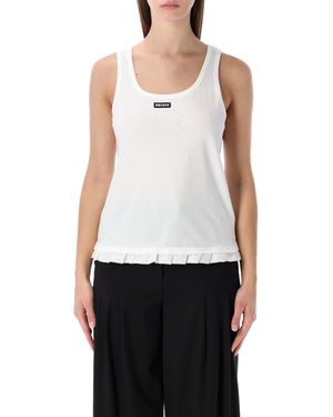 ROTATE BIRGER CHRISTENSEN Rotate Ruffle-Hem Cotton Tank Top - White