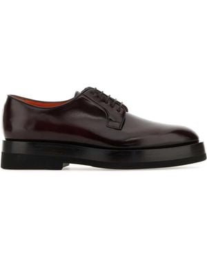 Santoni Grape Leather Lace-Up Shoes - Black