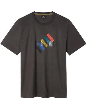 Paul Smith Herren Reg Fit T-Shirt Barcode - Schwarz