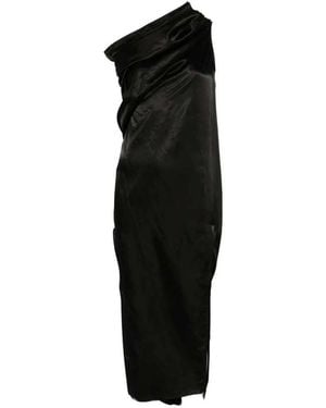 Rick Owens Athena Arrowhead One-Shoulder Midi Dress - Black