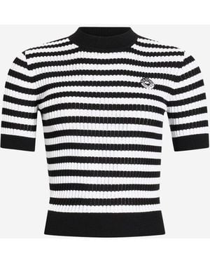 Patou Cotton Sweater With Striped Pattern - Black