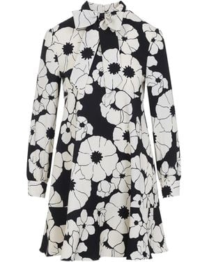 Celine Flared Mini Dress With Stand-Up Collar - Schwarz
