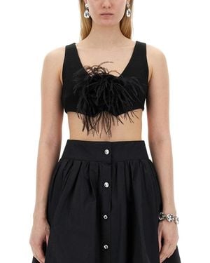 Moschino Cropped Vest With Feather Embellishment - Black
