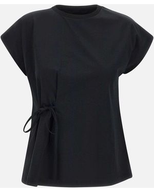 Marella Schwarzes Baumwoll-T-Shirt Mit Krawatte