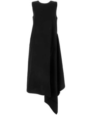 Uma Wang Aura Viscose-Linen Midi Dress - Black