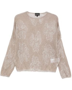 Emporio Armani Embroidered Crewneck Jumper - Natural