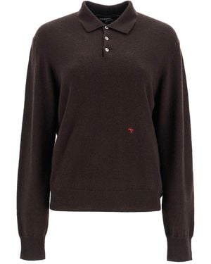 HOMME GIRLS Espresso Wool Polo With Embroidered Logo - Black