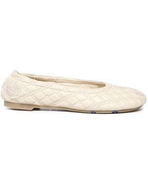 Burberry Sadler Leder Ballerina Flats - Natur