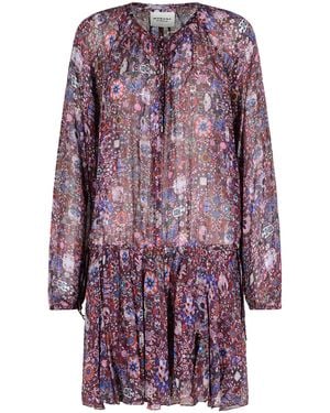 Isabel Marant Miniabito Bess Arricciato Con Stampa Floreale - Viola